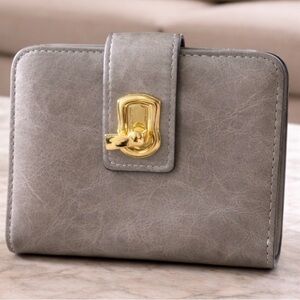 Gray Wallet with Gold Clasp